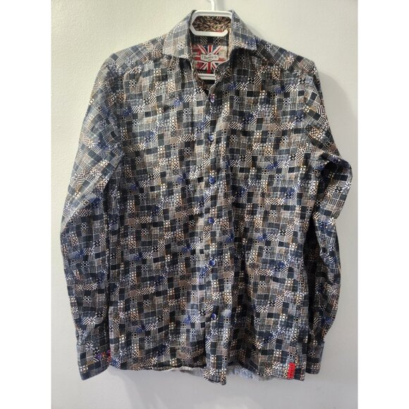 7 Downie St. Long Sleeves Shirt Size 2 Squared pattern Pre-Owned - Picture 1 of 8